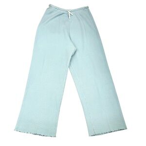 VINTAGE FITIGUES LIGHT BLUE WAFFLE KNIT WIDE LEG CROPPED PANTS